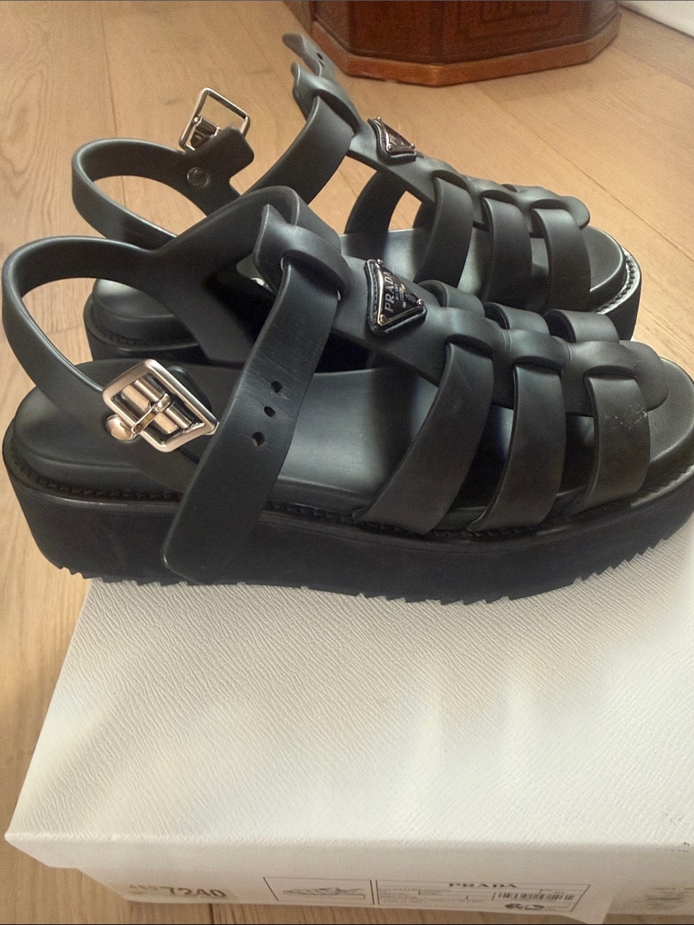 Prada Rubber Gladiator Sandals